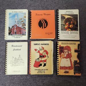 Vintage Indiana Southern Recipe Cookbook Spiral Bound Lot Local Community Church